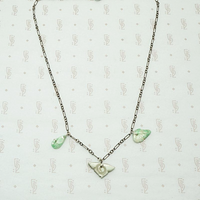 Antique Jade Bits on Silver Figaro Necklace