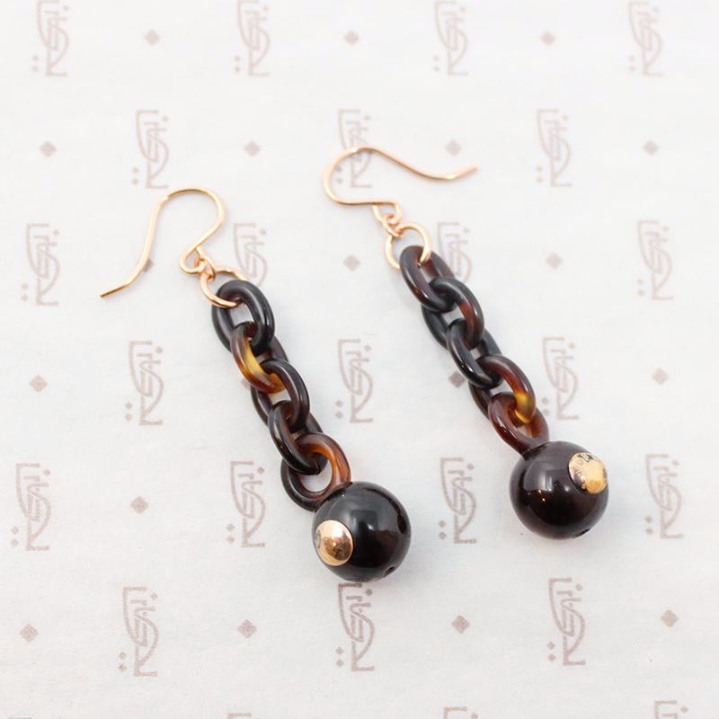 Faux Tortoise Shell Ball & Chain Earrings by Ancient Influences