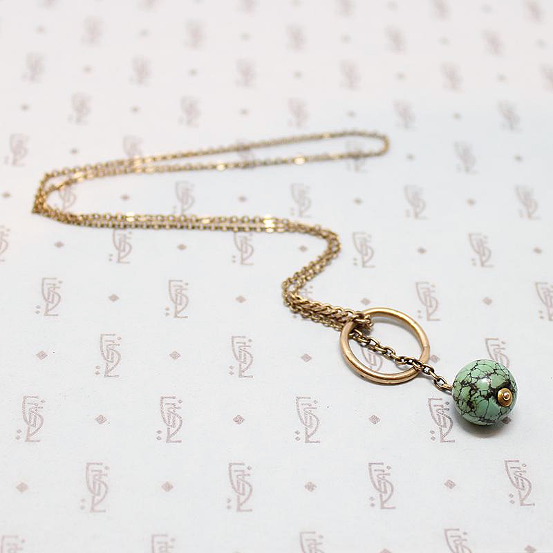 Lariat Necklace with Turquoise Orb by Ancient Influences
