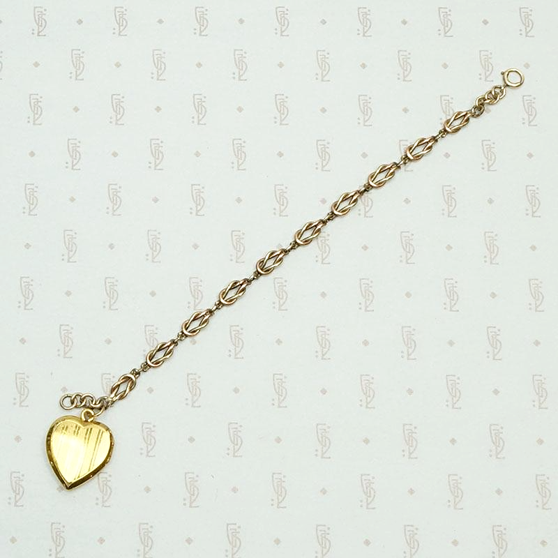 Green & Rose Gold Knot Bracelet with Heart Shaped Locket