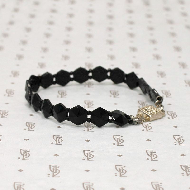 Black Czech Glass Bead Bracelet