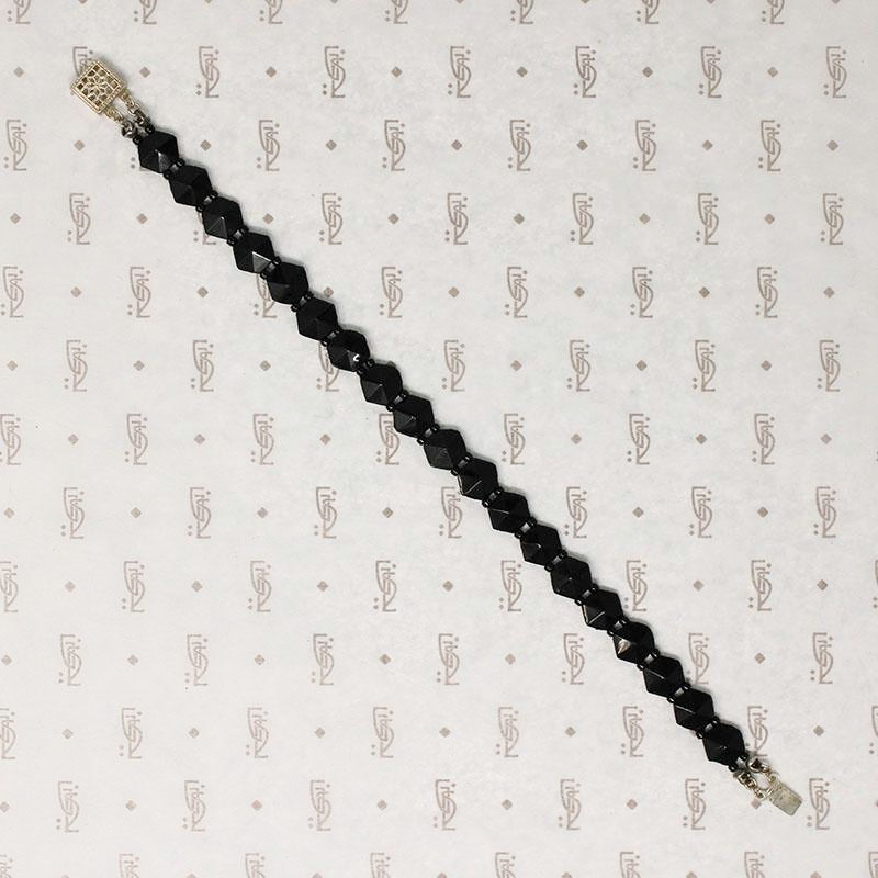 Czech Black Glass Bead Bracelet