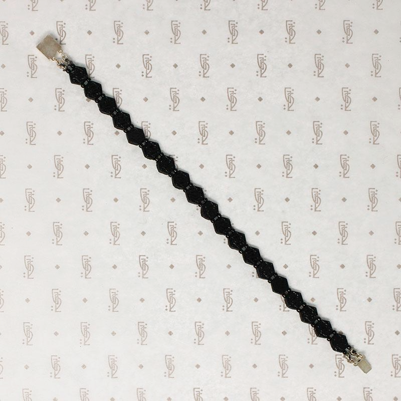 Czech Black Glass Bead Bracelet