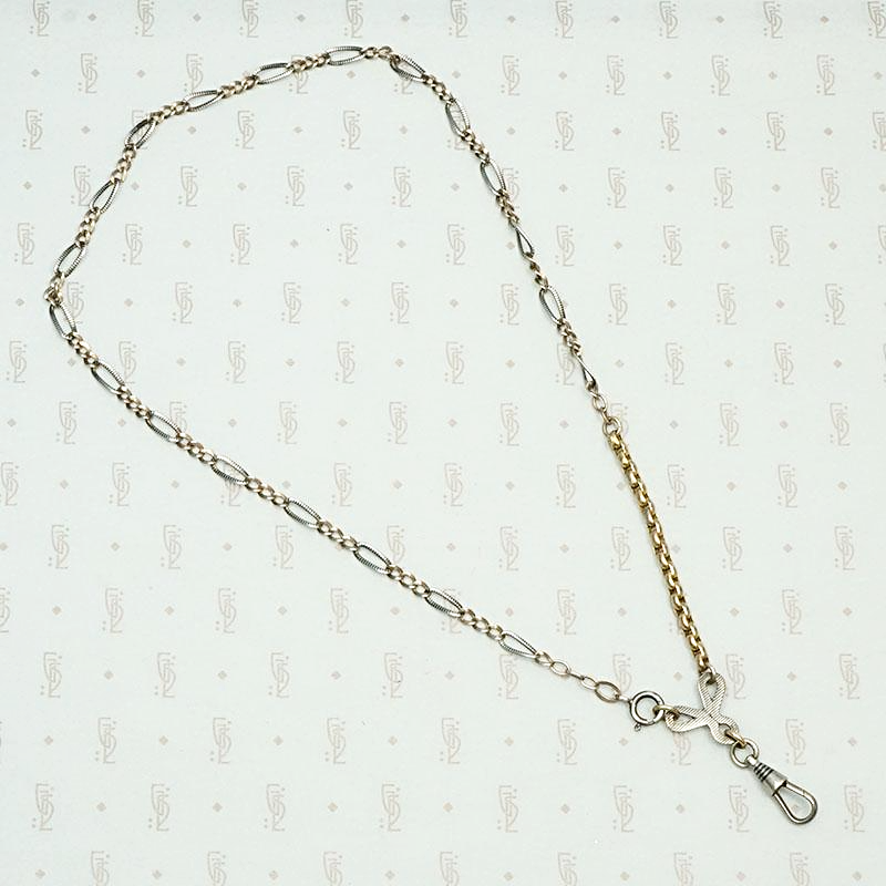 Elaborate Niello Striped Silver and Gold Married Chain