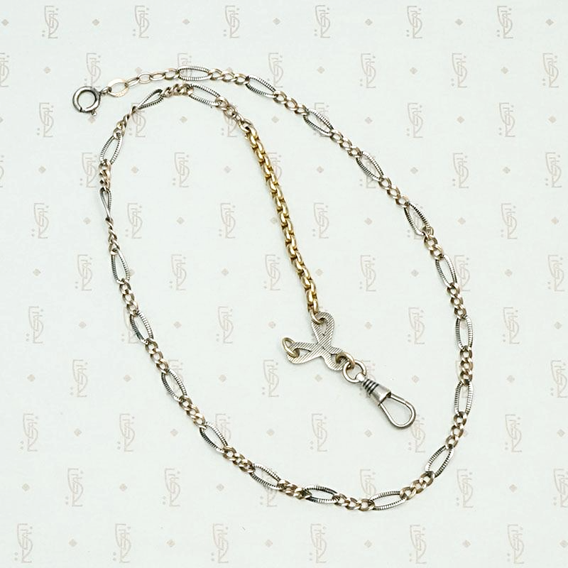 Elaborate Niello Striped Silver and Gold Married Chain