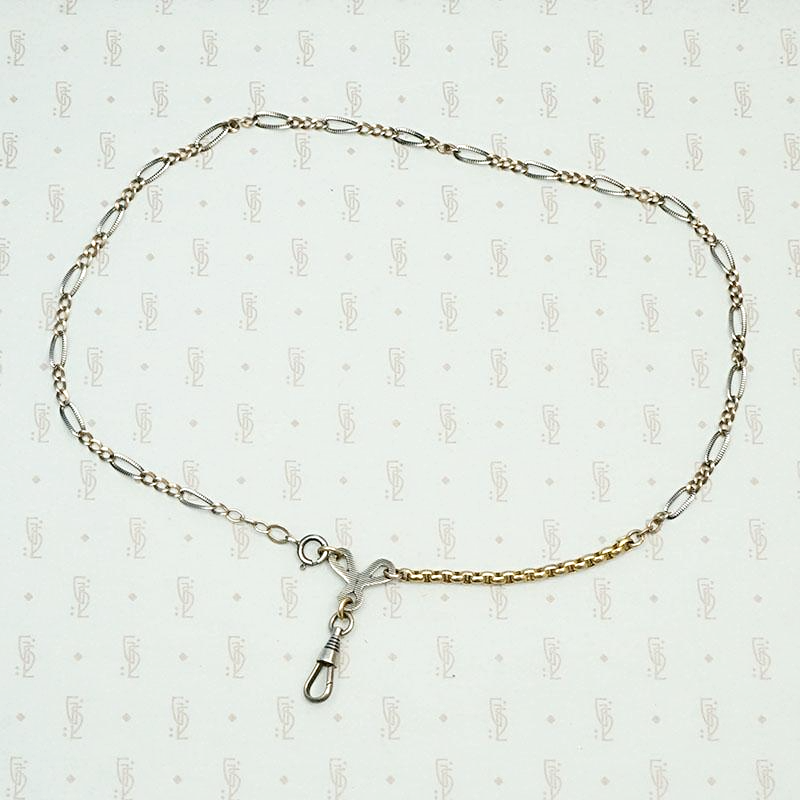 Elaborate Niello Striped Silver and Gold Married Chain