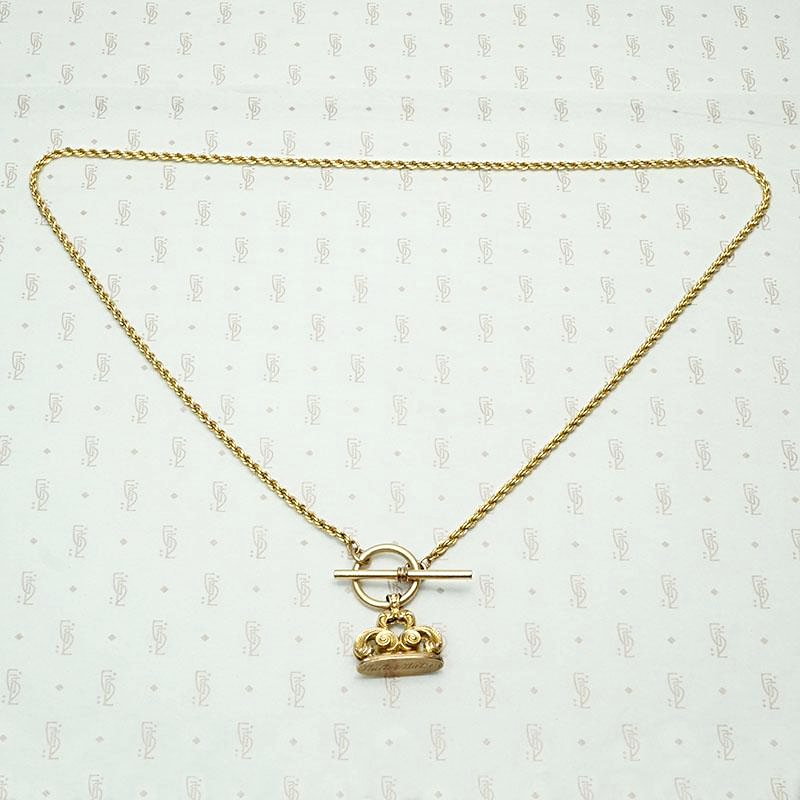 Ornate Fob Necklace with Toggle Chain