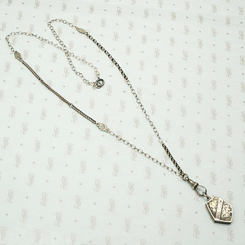 Triple Fancy Sterling Married Chain with English Locket