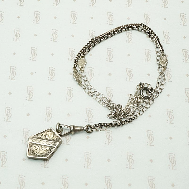 Triple Fancy Sterling Married Chain with English Locket
