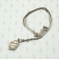 Triple Fancy Sterling Married Chain with English Locket