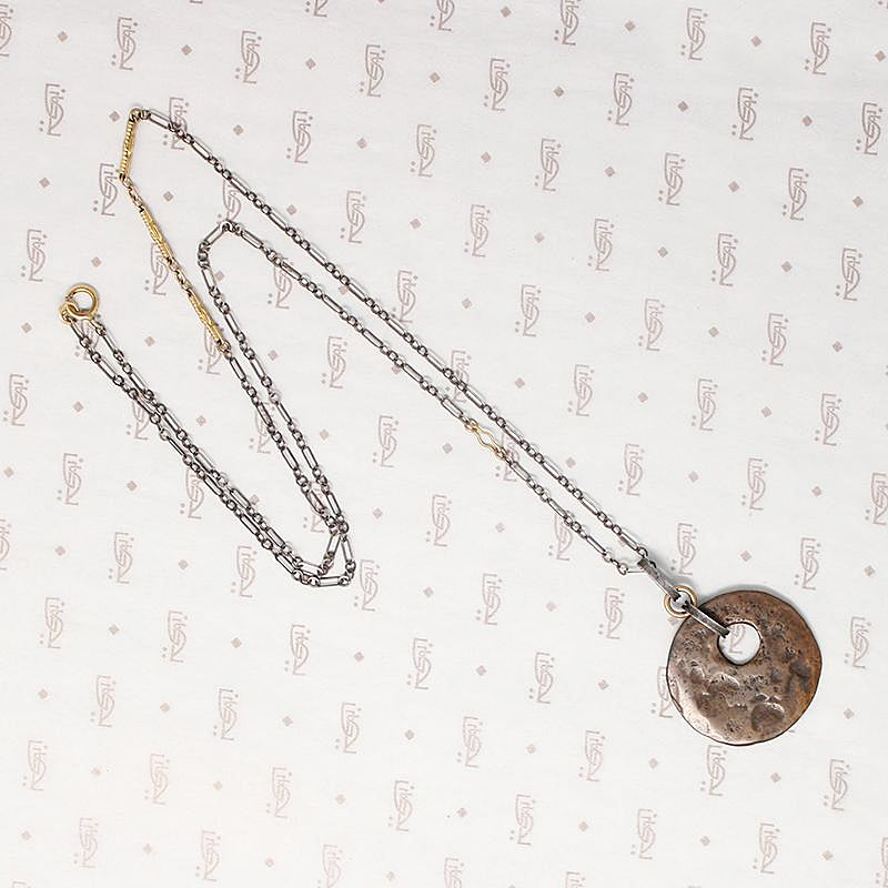 Ancient Copper Pendant on Mixed Metal Chain by Ancient Influences