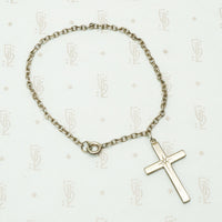 silver cross on silver chain bracelet vintage pieces recycled