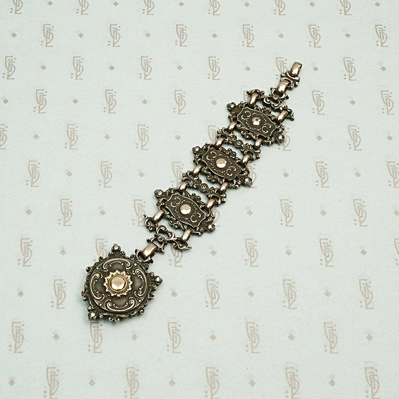 Hungarian Gothic Revival Watch Pull & Locket Fob, back view