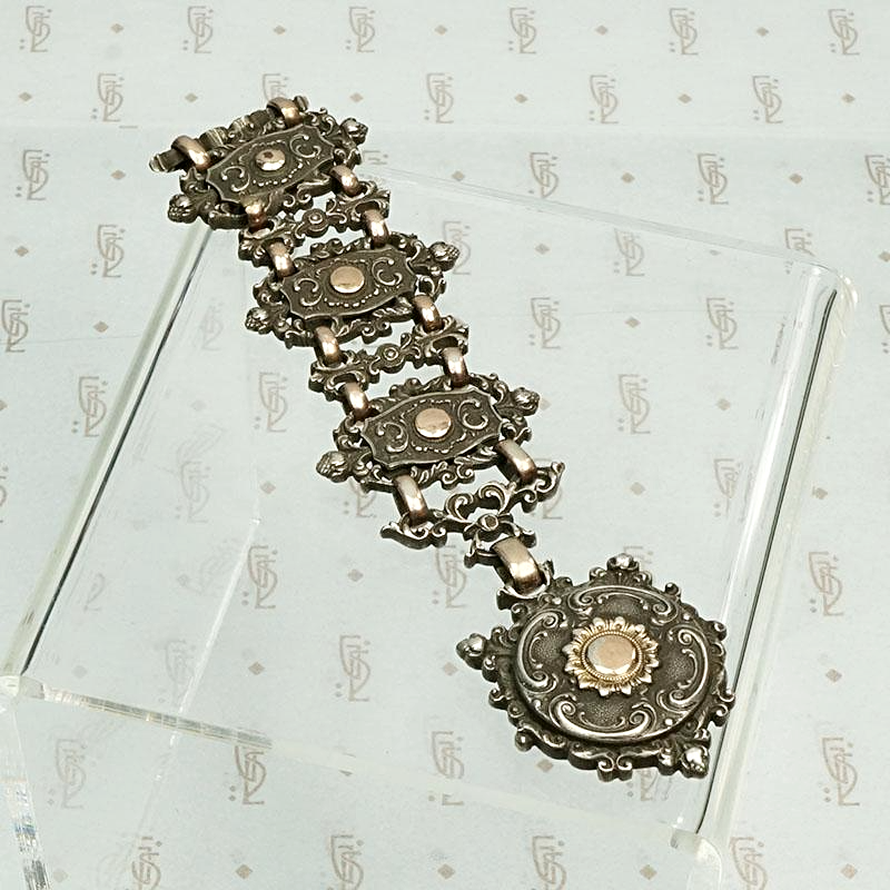 Hungarian Gothic Revival Watch Pull & Locket Fob, detail view