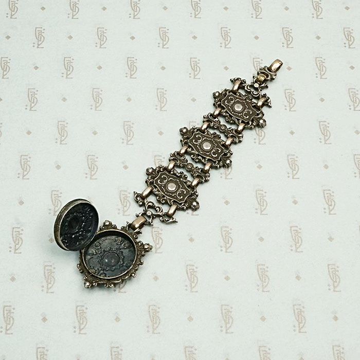 Hungarian Gothic Revival Watch Pull & Locket Fob, locket interior