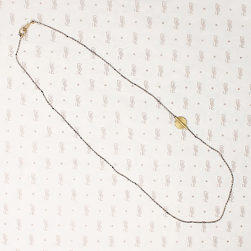 Golden Sun & Tiny Silver Bead Knotted Necklace