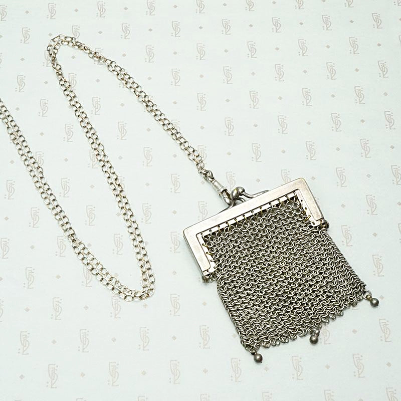 The Vienna Sterling Silver Chain Mail Purse Necklace