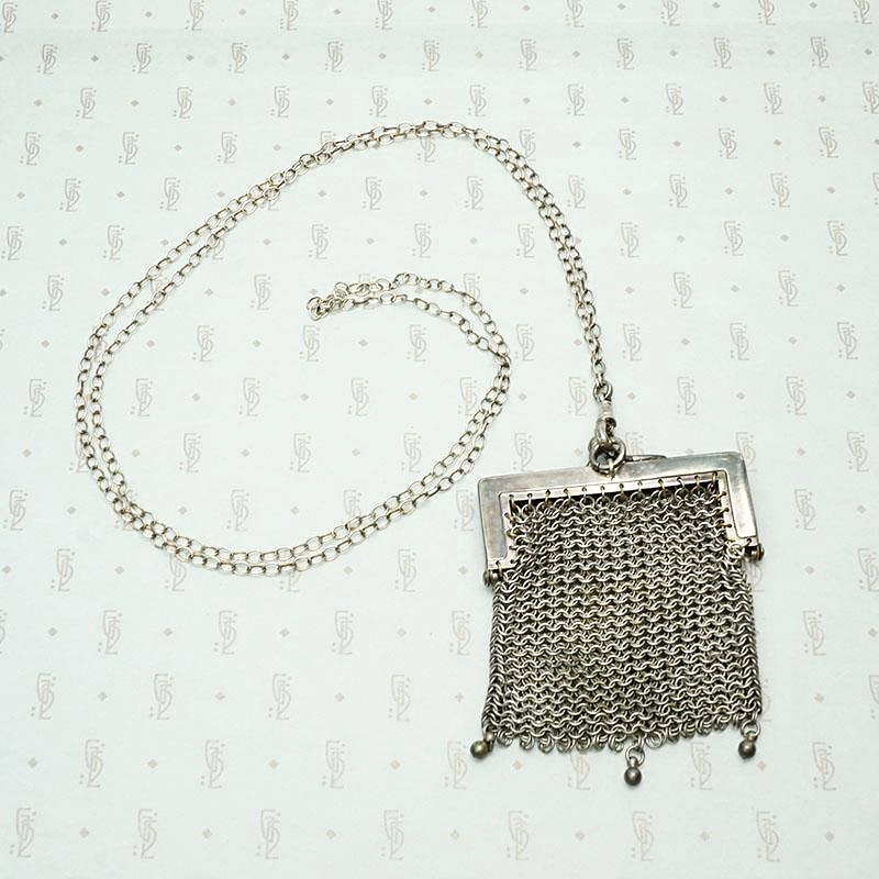 The Vienna Sterling Silver Chain Mail Purse Necklace