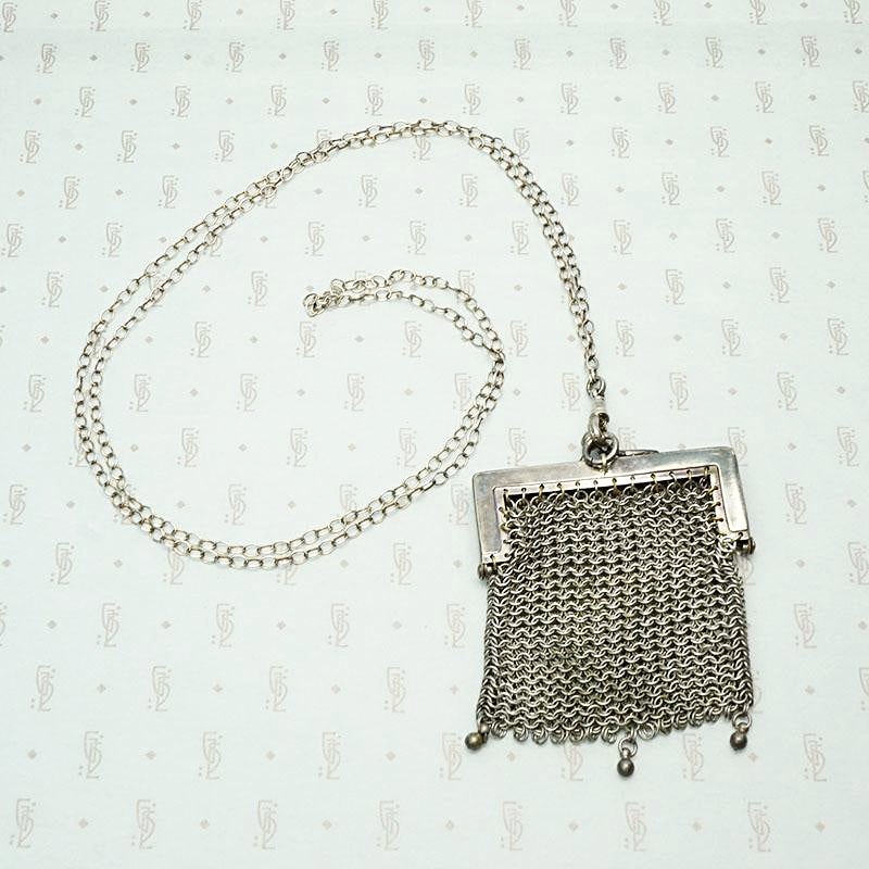 The Vienna Sterling Silver Chain Mail Purse Necklace