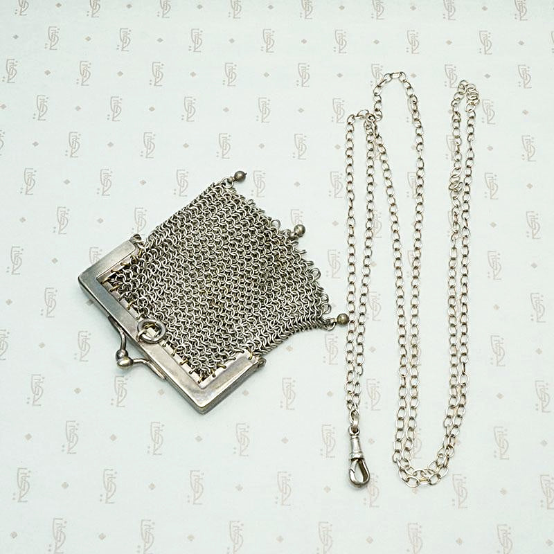 The Vienna Sterling Silver Chain Mail Purse Necklace