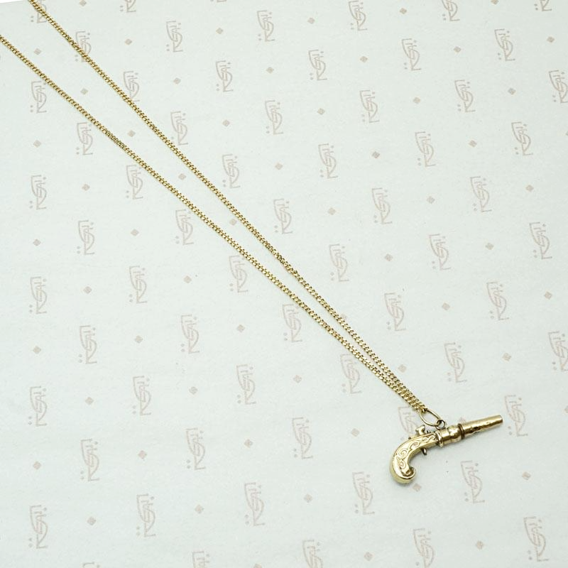 Antique Gold Flintlock Watch Key Pendant