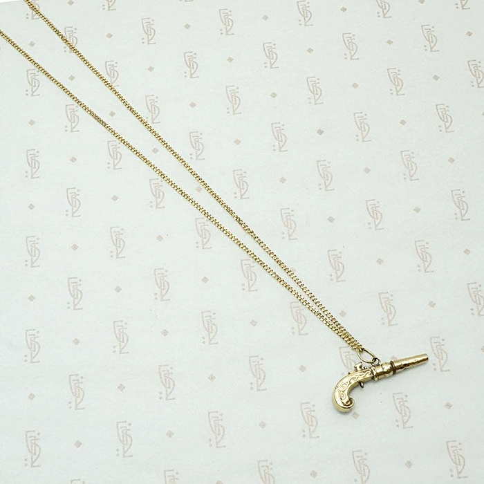 Antique Gold Flintlock Watch Key Pendant