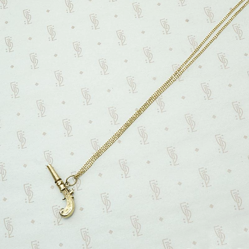 Antique Gold Flintlock Watch Key Pendant