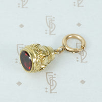 Petite Foliate Fob with Garnet