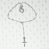 Delicate Art Deco Era Silver Necklace and Cross