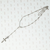 Delicate Art Deco Era Silver Necklace and Cross