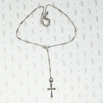 Delicate Art Deco Era Silver Necklace and Cross