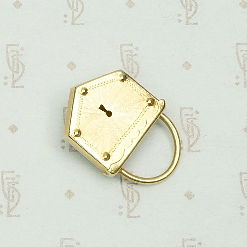 Luxe Faux Padlock Pendant in Gold & Coral, back