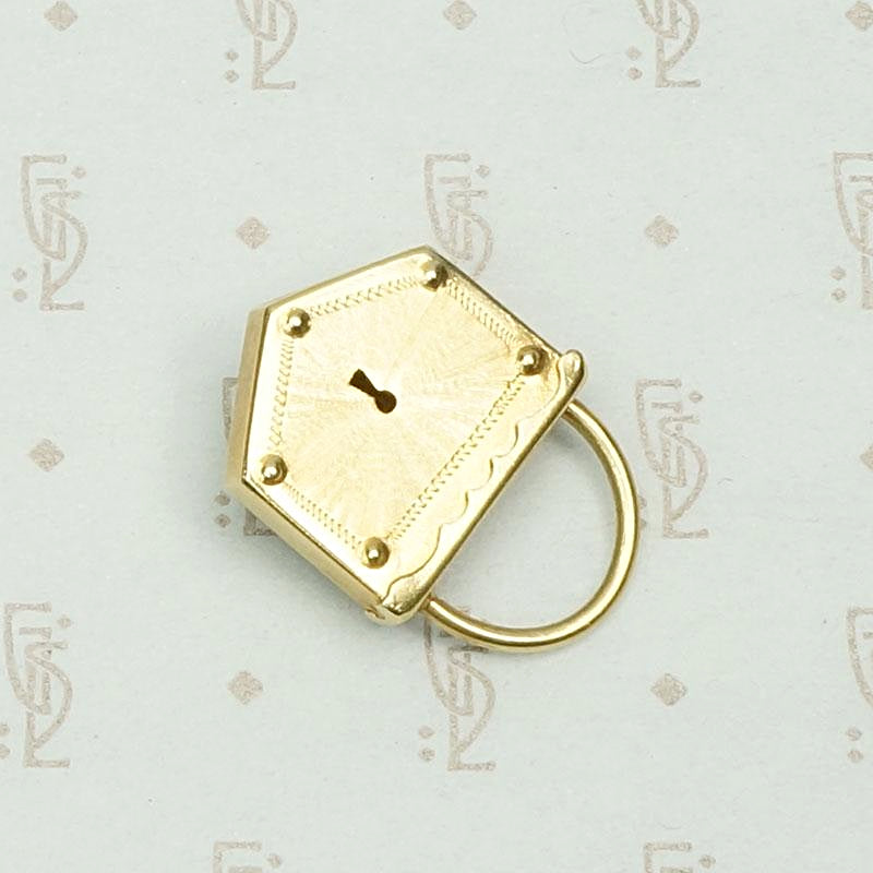 Luxe Faux Padlock Pendant in Gold & Coral, back