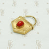 Luxe Faux Padlock Pendant in Gold & Coral