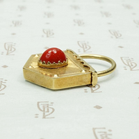 Luxe Faux Padlock Pendant in Gold & Coral, side view