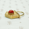 Luxe Faux Padlock Pendant in Gold & Coral, side view