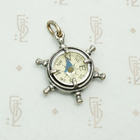 Stylish Sterling Silver Ship's Wheel Compass