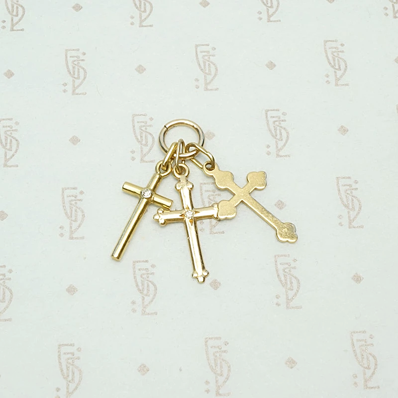 Triple Cross Cluster Pendant in Gold & Diamond
