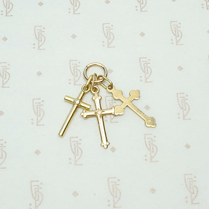 Triple Cross Cluster Pendant in Gold & Diamond