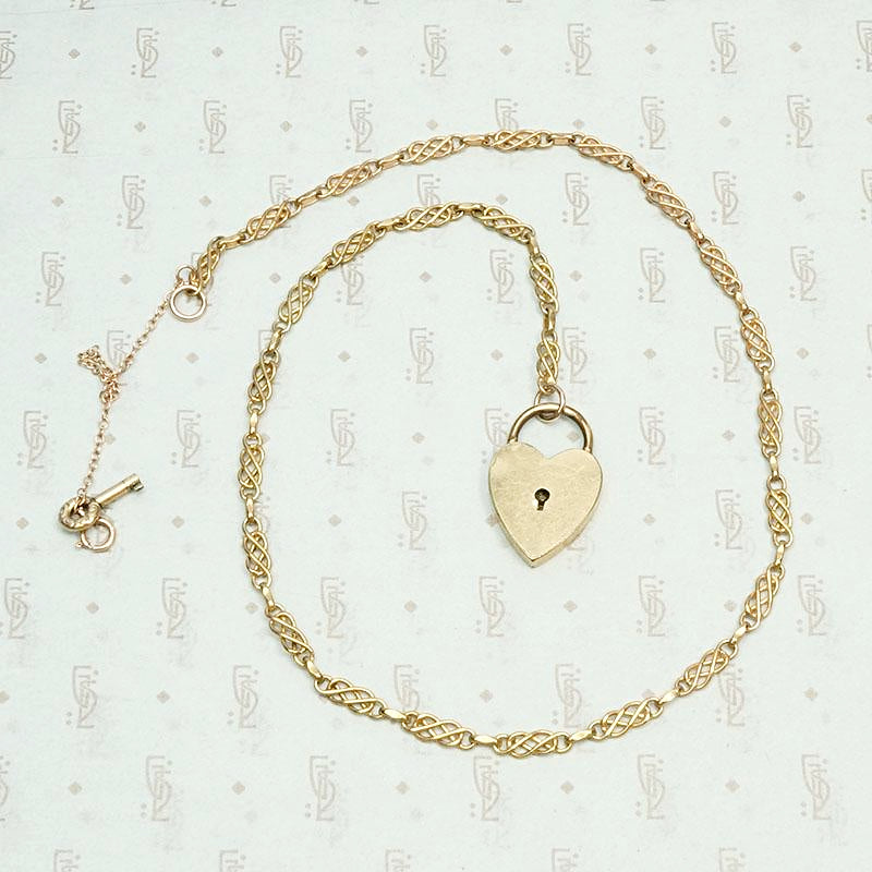 Sweet Rosy Love Knot & Heart Lock Necklace
