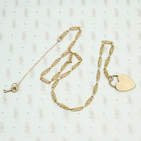 Sweet Rosy Love Knot & Heart Lock Necklace, back view