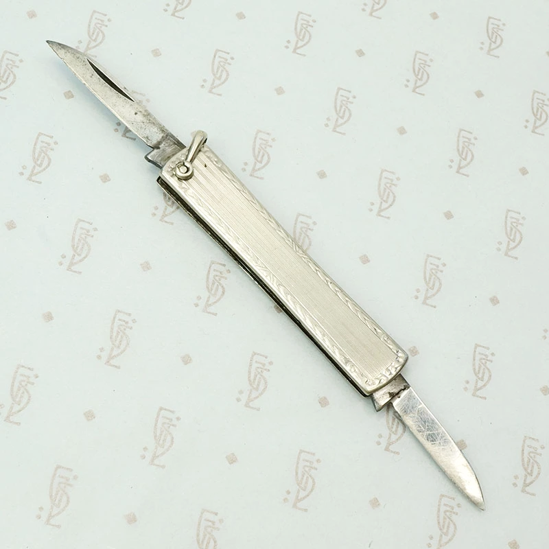 Pinstriped Sterling Silver Art Deco Pocket Knife
