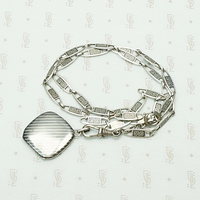 Subtly Graphic Silver and Niello Enamel Chain & Locket