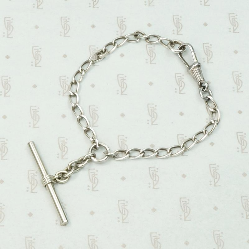 Silver & Steel Chain Bracelet with T-Bar