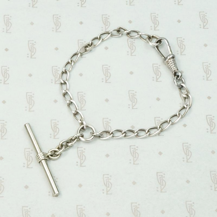 Silver & Steel Chain Bracelet with T-Bar