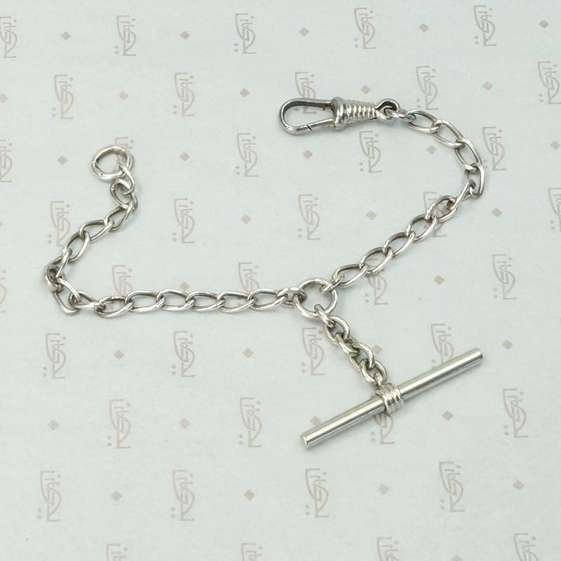 Silver & Steel Chain Bracelet with T-Bar