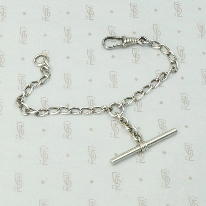 Silver & Steel Chain Bracelet with T-Bar