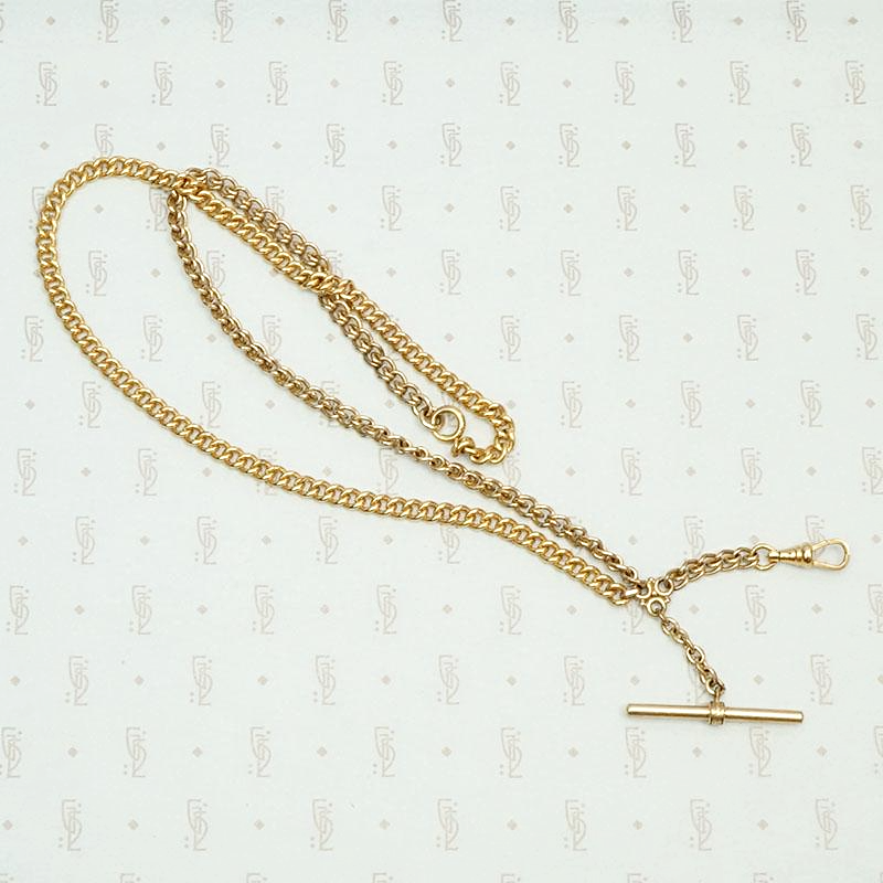Heavy Curb Chains Necklace with Watch Hook & T-Bar