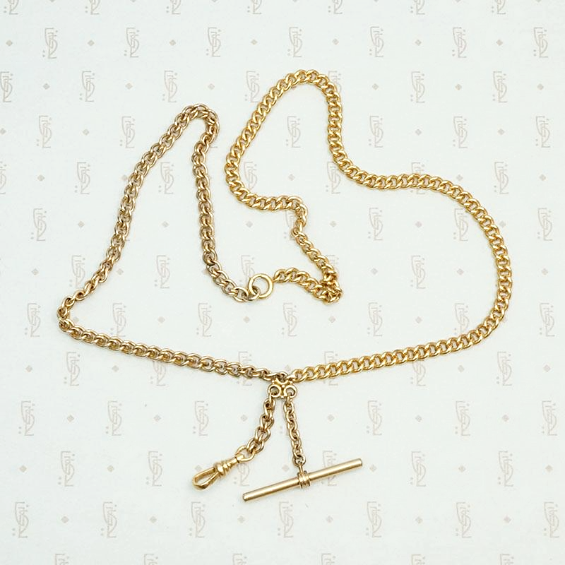 Heavy Curb Chains Necklace with Watch Hook & T-Bar