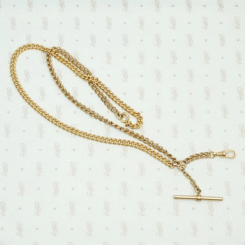 Heavy Curb Chains Necklace with Watch Hook & T-Bar